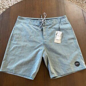 RVCA Blue and Gray Board Shorts Lightweight Swimwear